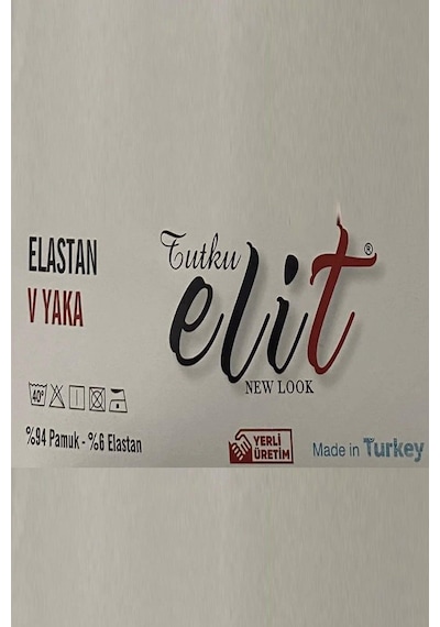 Tutku Elit Erkek V Yaka Likralı Kısa Kol Fanila Atlet 1303 - 6 Adet 001