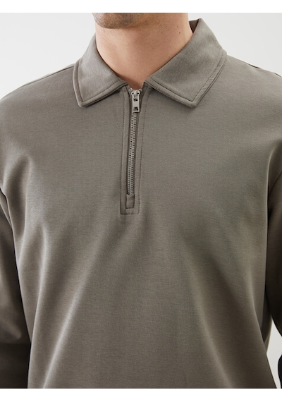 Lcw Vision Yeşil Polo Yaka Uzun Kollu Erkek Sweatshirt