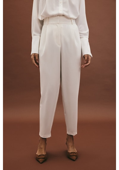 Sateen Lena Havuç Pantolon - Ekru-136962 Ekru