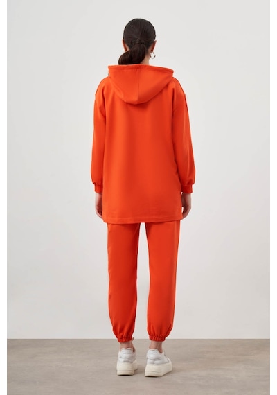 Kanguru Cepli Nar Çiçeği Sweatshirt Narçiçeği