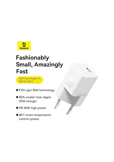 Baseus  Mini 1c 20w Ab Gan5 Hızlı Şarj Cihazı Siyah