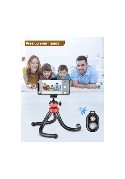 Bluetooth Kumandalı Esnek Ahtapot Tripod, Flexible Masa Üstü Telefon Ve Kamera Tutucu 1.2 Kg Taşıma Kapasiteli, Sel Genel