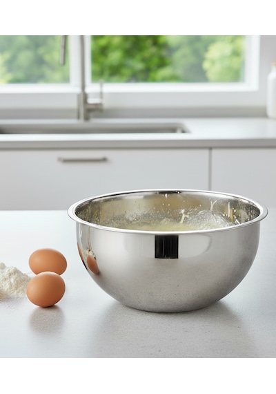 304 Paslanmaz Çelik Sade Çırpma & Karıştırma Kasesi 18/10, Derin, Kapaksız 24 Cm Gümüş