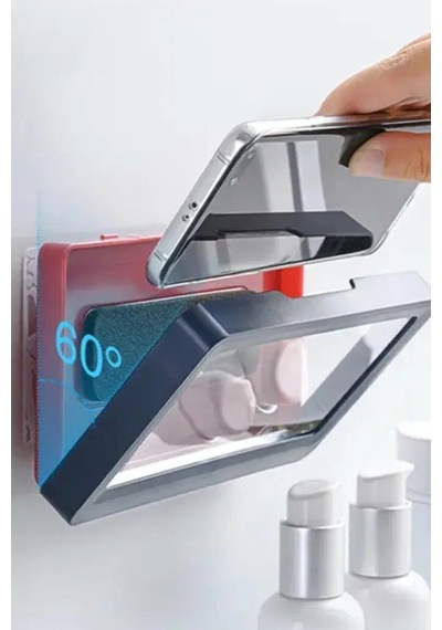 Thentech Duş Banyo Telefon Kılıfı Duvara Sabitlenir Su Geçirmez Kapaklı Dokunmatik Telefon Kılıfı Beyaz