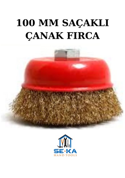 Saçaklı Çanak Tel Fırça 100 Mm Spiral Taşlama Uyumlu Pas Boya Temizleme Metal Fırça