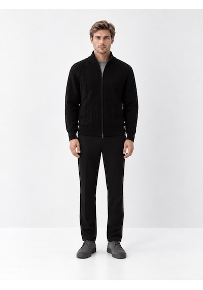 Xint Siyah Regular Fit Dik Yaka Hırka 801779