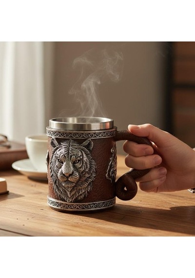 3d Kaplan Kafası Figürlü Metal Kupa Bardak Diğer