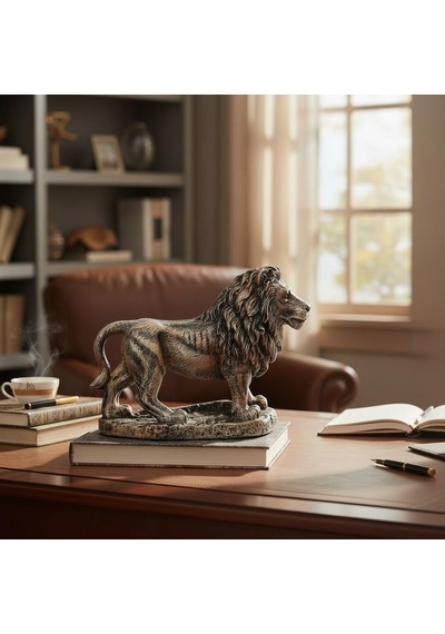 Lüks Polyester Aslan Heykeli 14 Cm Dekoratif Biblo Ev Ofis Vitrin Yeni Yıl Hediyesi