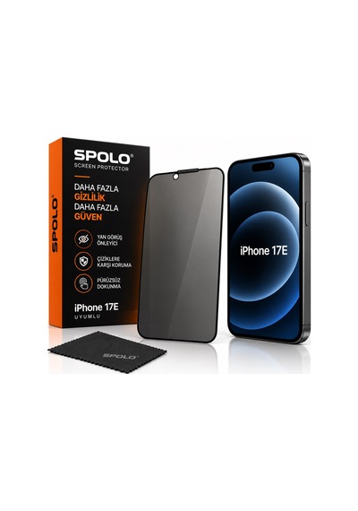 Spolo Apple iPhone Uyumlu  17e Hayalet Ekran Koruyucu Gizlilik Camı Yan Görüş Önleyici