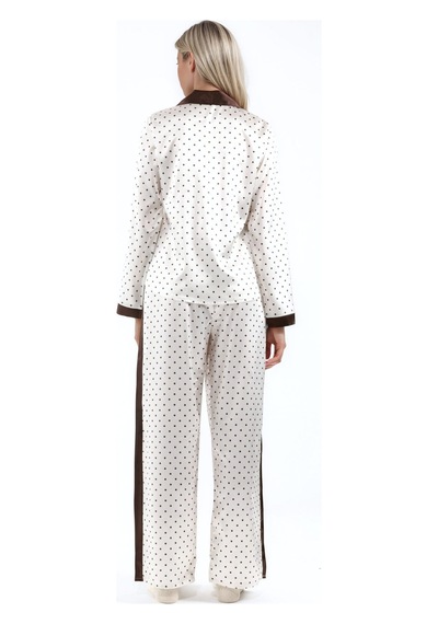 Hiccup Puantiyeli Saten Dokuma Pijama Takımı Çok Renkli