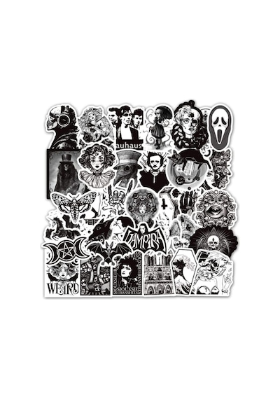 Ms Major Selection Gothic Sticker Seti - 45 Sticker - Telefon, Bilgisayar Ve Diğer Yüzeylere Uygun Abanoz