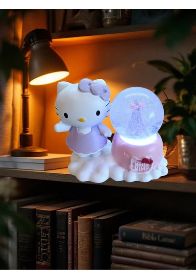 9cmx8cm Ebat Pilli Işıklı Dekoratif Kar Küre Pembe