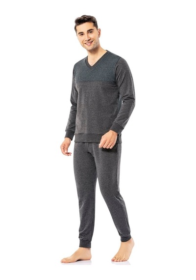 Erdem Erkek Kışlık V Yaka Pijama Takımı Dfn22-5 Çeyizlik Çok Renkli