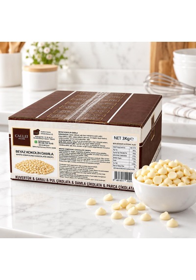 Callei Chocolate Beyaz Damla Çikolata 3 Kg