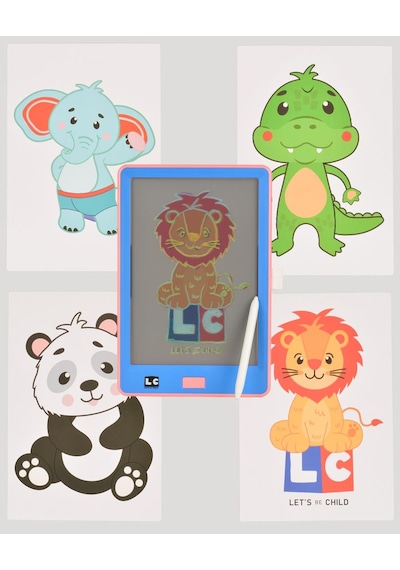 10 İnch Şeffaf Lcd Dijital 4 Adet Çizim Kartlı Tablet-mavi Mavi