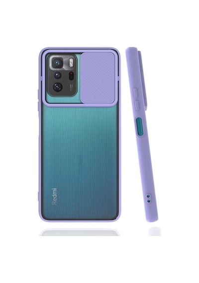 Noktaks - Xiaomi Uyumlu Xiaomi Poco X3 Gt - Kılıf Slayt Sürgülü Arkası Buzlu Lensi Kapak - Lila