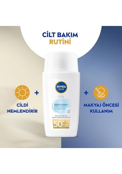 Nıvea Sun Spf50+ Hafif Dokulu Güneş Koruyucu Yüz Kremi 40ml, Yüksek Güneş Koruyucu, Erken Yaşlanma Karşıtı, Tüm Cilt Tipleri