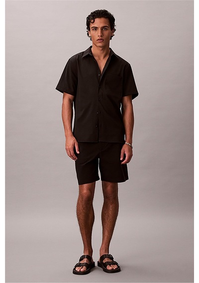 Calvin Klein Ss Solid Seersucker Erkek Gömlek-16336 Siyah