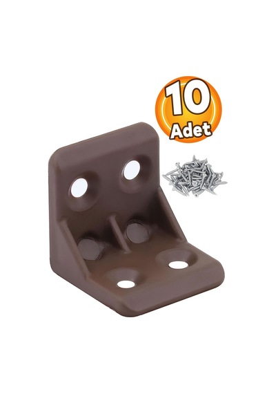 Mobilya Eşya Dolap Köşebent Bağlantı Sabitleme Sabitleyici L Gönye 25x25x25 Mm Kahverengi 10 Adet Kahverengi
