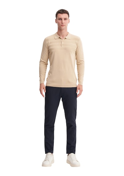 Cazador Slim Fit Viskon Karışımlı Basic Polo Yaka Kazak Bej