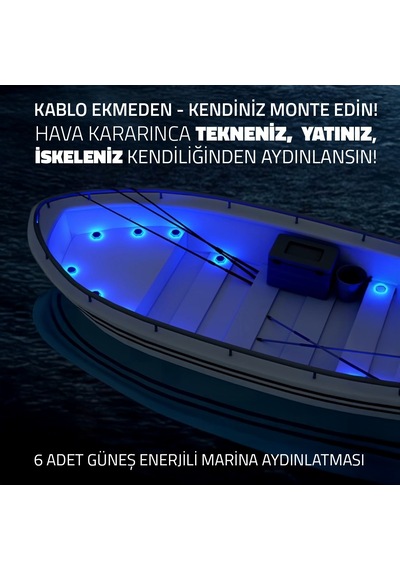 Upway 6'lı Güneş Enerjili Mavi Peyzaj Lambası - 20 Led Ip68 Su Geçirmez Kırılmaz Paslanmaz Mavi