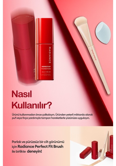Missha Radiance Perfect Fit Fondöten SPF30+ 48 Saat Kalıcı Saten Fondöten No.23 Sand 35 ML