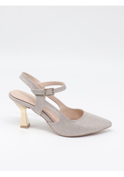 Nesilshoes Nesil Shoes Özma 362 Altın Simli Topuklu Kadın Ayakkabı
