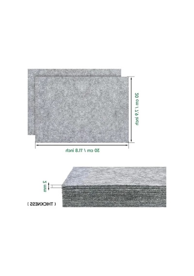 Gri Renkli 2 Mm Kalınlıkta Keçe Mat, 20 X 30 Cm Boyutunda 12 Adet El İşi Keçesi