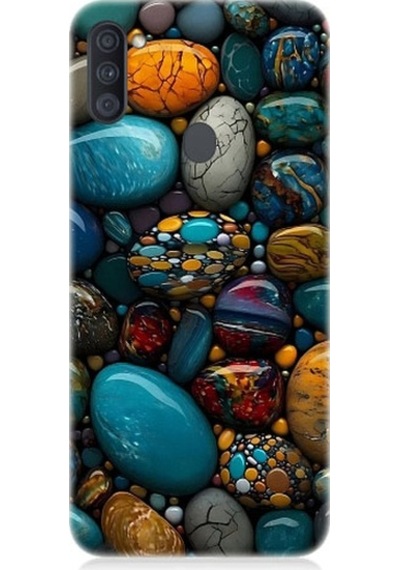 Samsung Galaxy A11 Uyumlu Renkli Doğal Taşlar Desenli Silikon Kılıf