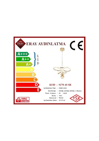 Eray Aydınlatma 9278-40 Led Sarı Avize