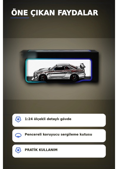 Diecast Metal 1/24 R34 Gtr Model Araba - 14 Yaş Ve Üzeri Koleksiyon İçin Tekli Paket Bx-313407