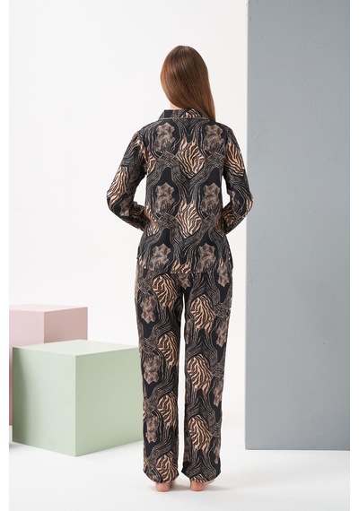 Relax Mode Kadın Siyah/leopar Pijama Takım - 28039r