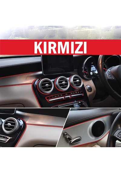 Araç İçi Dekoratif Torpido Ve Kapı Döşeme Fitili Neon Ip 5 Metre Kırmızı (01) ( Sts Oto Aksesuar)