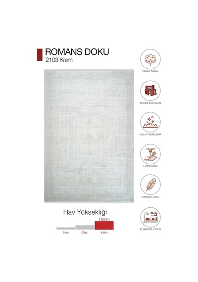 Hoom Rugs Doku 2103 Krem Modern Salon Halısı
