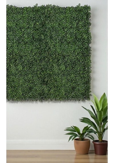 Cihan Çiçekçilik Yapay Çiçek Duvar Kaplama Panel Şimşir Tabaka 40x60 Cm Yeşil Dikey Bahçe Kontef Beyaz- Yeşil