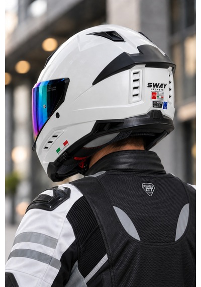 Sway 868 Renkli Vizör & Spoiler Kanat & Güneş Vizör Kask Beyaz