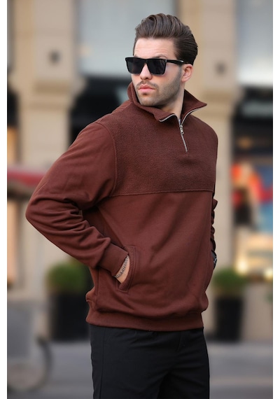 Madmext Acı Kahverengi Dik Yaka Yarım Fermuarlı Polar Sweatshirt 7096 Acı Kahverengi Madmext Acı Kahverengi Dik Yaka Yarım Fermuarlı Polar Sweatshirt 7096 Acı Kahverengi