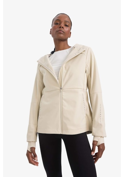 Defacto Defactofit Su İtici Slim Fit Dar Kesim Kapüşonlu Fermuarlı Softshell Mont C4951ax25aubg721 Bej