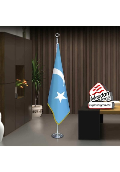 Doğu Türkistan Bayrağı - Bayrak -ofis -makam-toplantı Odaları -direkli -saçaklı Makam Bayrağı 1