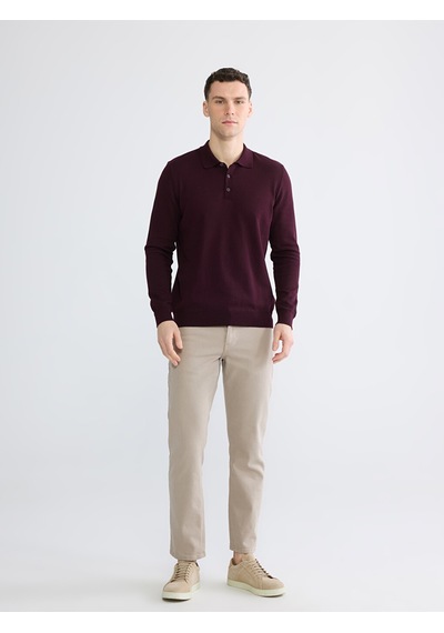 Lcwaıkıkı Classic Bordo Polo Yaka Erkek Triko Kazak