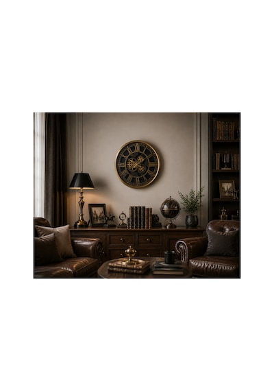 Sleep Nova Vintage Gear Gold Dekoratif Duvar Saati Altın