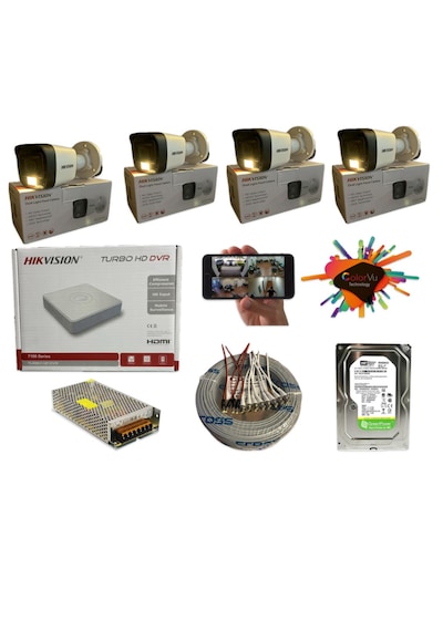 Hikvision 4 Kamerali Gece Renkli 4 Kanal 1 TB HDD Hikvision 4 Kamerali Gece Renkli 4 Kanal 1 TB HDD