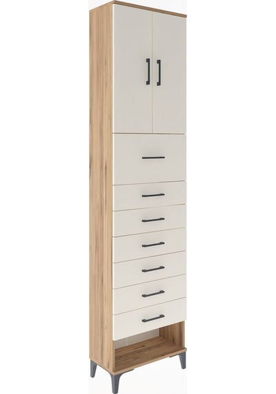 Arges Dolap 2 Raflı 7 Çekmeceli 2 Kapaklı 60x30x243 Çam-aytaşı Atlas Çam