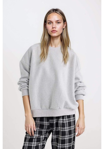 DeFacto Coool Oversize Geniş Kalıp Bisiklet Yaka Basic Düz Kalın Kumaş İçi Yumuşak Tüylü Sweatshirt D9022AXNSGR210 Gri DeFacto Coool Oversize Geniş Kalıp Bisiklet Yaka Basic Düz Kalın Kumaş İçi Yumuşak Tüylü Sweatshirt D9022AXNSGR210 Gri