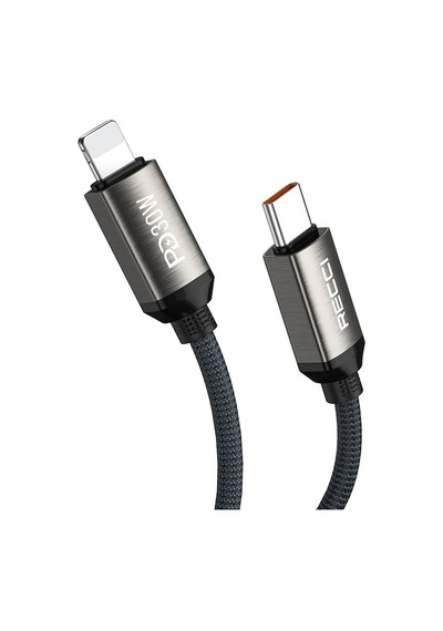 Recci Rs35cl Type-c To Lightning Pd 30w Örgü Tasarımlı Hızlı Şarj Özellikli Şarj Kablosu 1m Gri