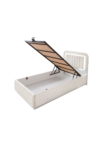 Demonte Baza Seti, Valens Ledli Tek Kişilik Baza Başlık Maxi Yatak Seti, Krem - 100x200 Cm 100 x 200