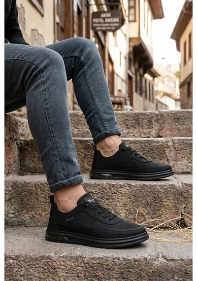 Pepita E386 Rahat Hafif Keten Özel Tasarım Spor Sneaker Erkek Ayakkabı Siyah