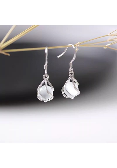 925 Ayar Yüksek Kalite Kristal Zirkon Püskül İnci Küpe Çok Renkli