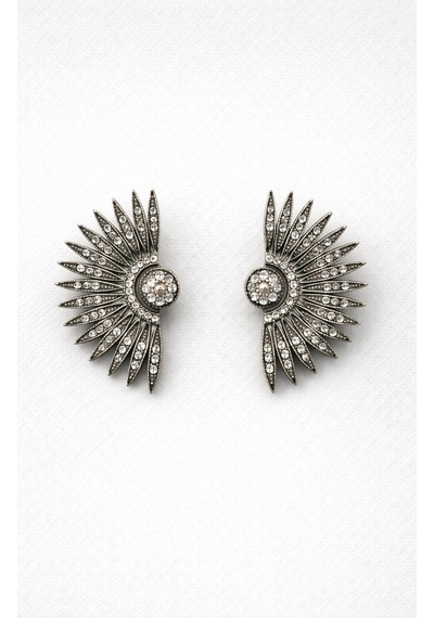 Vintage Işıltılı Taşlı Güneş Model Küpe Oksit Görünümlü Şık Tasarım Küpe Diğer