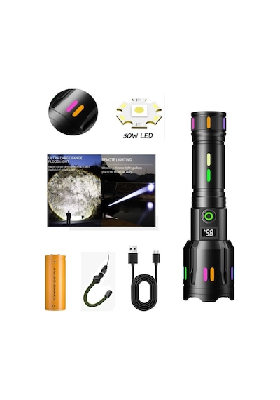 Ps-9885 Profesyonel Zoomlu 50w Şarjlı Powerbank Avcı Polis El Feneri